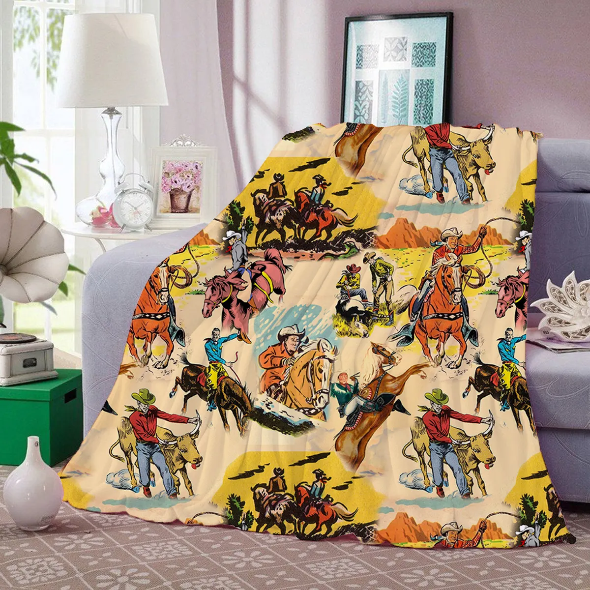 Hot Sale Cow Print Western Style Home Kinder Erwachsene Flanell Plüsch decke