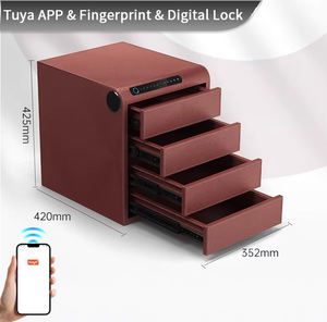 CEQSAFE Coffre-fort intelligent en cuir pour la maison, avec lecteur d'empreintes digitales, numérique, biométrique, pour bijoux, 4 tiroirs - Product Image 4