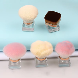 Brosse de nettoyage pour poussière d'ongles, manche transparent en acrylique, poils en nylon doux, pour poudre de maquillage et fond de teint, outil cosmétique de beauté - Product Image 3