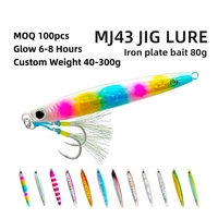 Vente en gros de leurres métalliques lumineux de 80g avec fonction phosphorescente |   Double crochet d'assistance |   Pêche au leurre en eau salée à lancer lent |   Quantité minimum de commande : 500 pièces