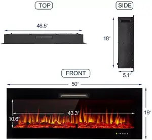 Heißer Verkauf 50 Zoll 9 Farben Flamme tragbare <span class=keywords><strong>Dimplex</strong></span> Spiegel elektrische Kamin heizung für den Innenbereich - Product Image 4