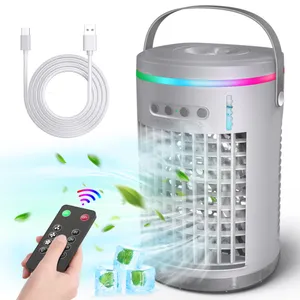 Portable AC/USB Mini Evaporative Air Cooler 7-Color LED Light 1/2/4 H Timer 3 Wind Speeds Air Coolers for Home Hotel