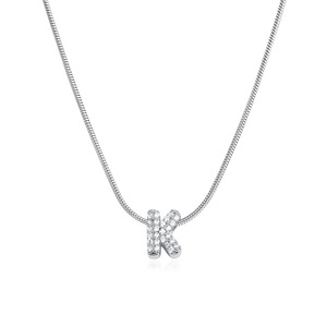 Collar con Colgante de Letra Inglesa en Oro de 18K Estilo Europeo y Americano con Circonita, Cadena de Serpiente de Acero Inoxidable - Product Image 6