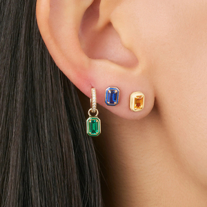 Pendientes de Aro Grandes Cuadrados de Plata de Ley S925 con Circonita y Esmalte de Color de CANNER Fashion - Product Image 5