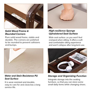 <span class=keywords><strong>Banc</strong></span> organisateur d'espace confortable, présentoir à <span class=keywords><strong>chaussures</strong></span>, étagère à <span class=keywords><strong>chaussures</strong></span>, tabouret à <span class=keywords><strong>chaussures</strong></span> rembourré en bois pour le salon, l'entrée - Product Image 5