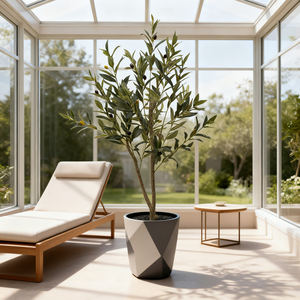 Mini <span class=keywords><strong>olivier</strong></span> artificiel réaliste, plante d'intérieur en faux <span class=keywords><strong>olivier</strong></span> ignifuge et résistant aux UV pour la décoration de la maison et du bureau, tronc naturel - Product Image 1