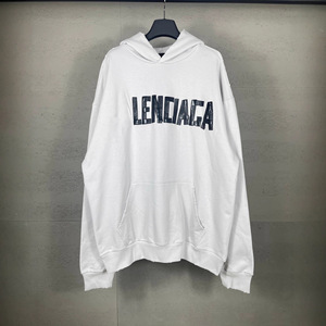 Sudadera con capucha de algodón de corte holgado, con estampado de letras, efecto lavado y desgastado, de la nueva marca B, versión Paris High, para otoño. - Product Image 3