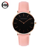 Montre en cuir Hannah Martin HM-CB36 pour femmes, design simple, étanche, décontractée, boucle, cadran en cristal, montres tendance pour femmes