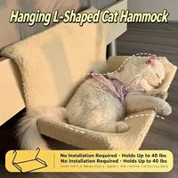 Nouvelle hamac pour chat en tissu en forme de L - Suspendu, amovible, lavable, design gain de place pour chevet avec structure d'escalade
