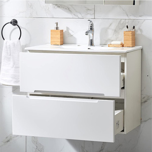 Mobile da <span class=keywords><strong>Bagno</strong></span> Moderno da 30 Pollici con <span class=keywords><strong>Lavabo</strong></span>, Montaggio a Parete, Finitura <span class=keywords><strong>in</strong></span> PVC Bianco per il Mercato Europeo - Product Image 4