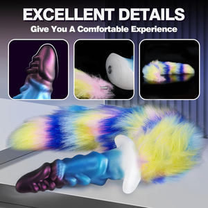 Fantasia <span class=keywords><strong>Buttplug</strong></span> com <span class=keywords><strong>Long</strong></span> Furry Fox Tail Grande Butt Plug Silicone Bonito para Homens e Mulheres Cosplay T-Base Toy Sexo Anal - Product Image 2