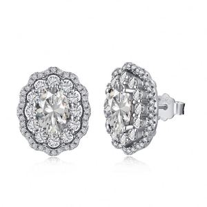 Dylam Top Grade Women Jewelry Accessories 925 Sterling <b>Silver</b> 1.5ct 5A CZ Cubic Zirconia Flower Eternity Diamond <b>Stud</b> Earrings - Product Image 1