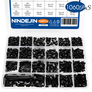 Stock 12.9 Grade Carbon Steel Metric 1060 PCS <b>Bolt</b> Nut Kit M2 M3 <b>M4</b> M5 Allen Hex Socket Head Cap Screw - Product Image 3