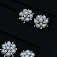 Harga Pabrik Langsung Mutiara Air Tawar Alami Campuran Zirkon Potongan Bunga Mekar Anting Stud Bentuk Bintang Perak S925 Grosir