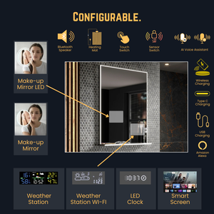 Rak penyimpanan cermin LED | Suara cerdas + aplikasi | Tanpa bingkai | Layanan desain OEM kustom - Product Image 4