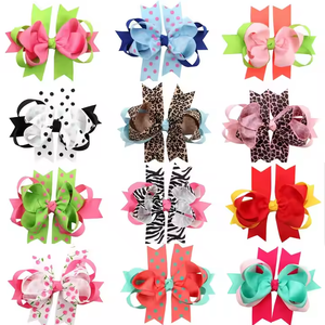 PANO Lazos para el Cabello de Niñas Pequeñas de 4.5 Pulgadas, Accesorios de Verano <span class=keywords><strong>con</strong></span> Puntos, Lazos de Grosgrain Apilados <span class=keywords><strong>con</strong></span> Pinzas - Product Image 1