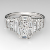 Bague de fiançailles exquise Huajie Fashion pour femme, avec diamant, ensemble complet simple en forme de T, zircon, vente en gros fabricant