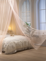 Moustiquaire dôme ronde à installation gratuite, suspension au plafond, maille épaisse et dense, baldaquin de lit sur pied pour chambre à coucher
