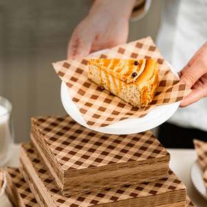 กระดาษห่อขนมปังเค้กแบบกันไขมัน ขนาดสั่งทำได้ ลายตารางหมากรุก คุณภาพสำหรับอาหาร ดีไซน์สร้างสรรค์เฉพาะตัว - Product Image 5