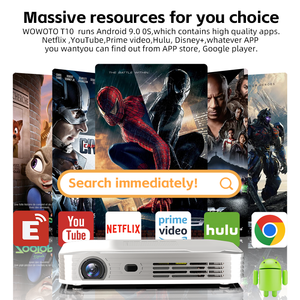 WOWOTO T10 2025 Novo Atualizado 5000Lumens Mini Projetor Portátil para Ao Ar Livre Recarregável 32G Suporte Ajustável <span class=keywords><strong>Android</strong></span> 9.0 <span class=keywords><strong>OS</strong></span> - Product Image 4