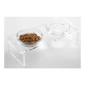 Transparent Acrylic Dog And Cat Bowl Feeders Stand For Small Animals Acrylic Pet Products Supplies Acrylic Pet Bowl