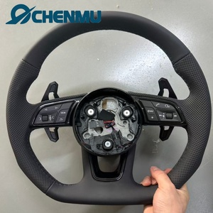 VENTE FLASH Volant sport en cuir à fond plat pour <span class=keywords><strong>Audi</strong></span> S6 S7 A4 A5 A6 A7 Q3 Q5 A3 S3 Amélioré <span class=keywords><strong>Noir</strong></span> Direct Usine Durable - Product Image 1