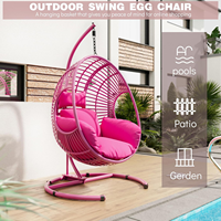 Chaise hamac balançoire couleur rose pour salon extérieur Chaise suspendue œuf en rotin avec support