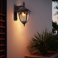 Lámpara de Pared Exterior Vintage Personalizada, Solar, Impermeable IP66, de Metal y Vidrio, Regulable, para Jardín, Porche, Villa, Hotel