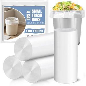 <b>Small</b> Trash <b>Bags</b> 4 Gal 100 Count <b>White</b> Scent Free For Food Waste Bathroom Use - Product Image 1