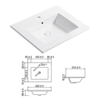 Grifo de Lavabo Rectangular de Cerámica Blanca Contemporáneo con Borde Delgado y un Solo Orificio para Baño, Lavamanos, Hotel, Villa y Apartamento