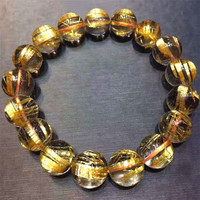Bracelets en Quartz rutilé doré naturel, perles rondes en titane et cristal, bijoux pour cadeaux, de guérison, vente en gros