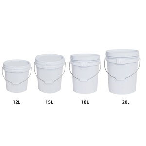 Cubo de <span class=keywords><strong>Pintura</strong></span> Redondo de Plástico Blanco de 15L (4 Galones) con Diseño Cilíndrico, Asa y Tapa, Grado Alimenticio y Reciclable - Product Image 2