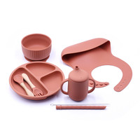 Ensemble d'alimentation pour bébé Ensemble de couverts à bavette Bol en silicone pour bébé Bavoirs en silicone Ensemble d'alimentation pour bébé