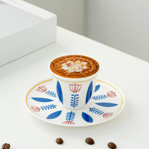 Set di 6 Tazze e 6 Piattini in Stile Arabo-Turco per Caffè <span class=keywords><strong>Kava</strong></span>, Design Floreale in Ceramica, Ideale come Regalo Aziendale - Product Image 4