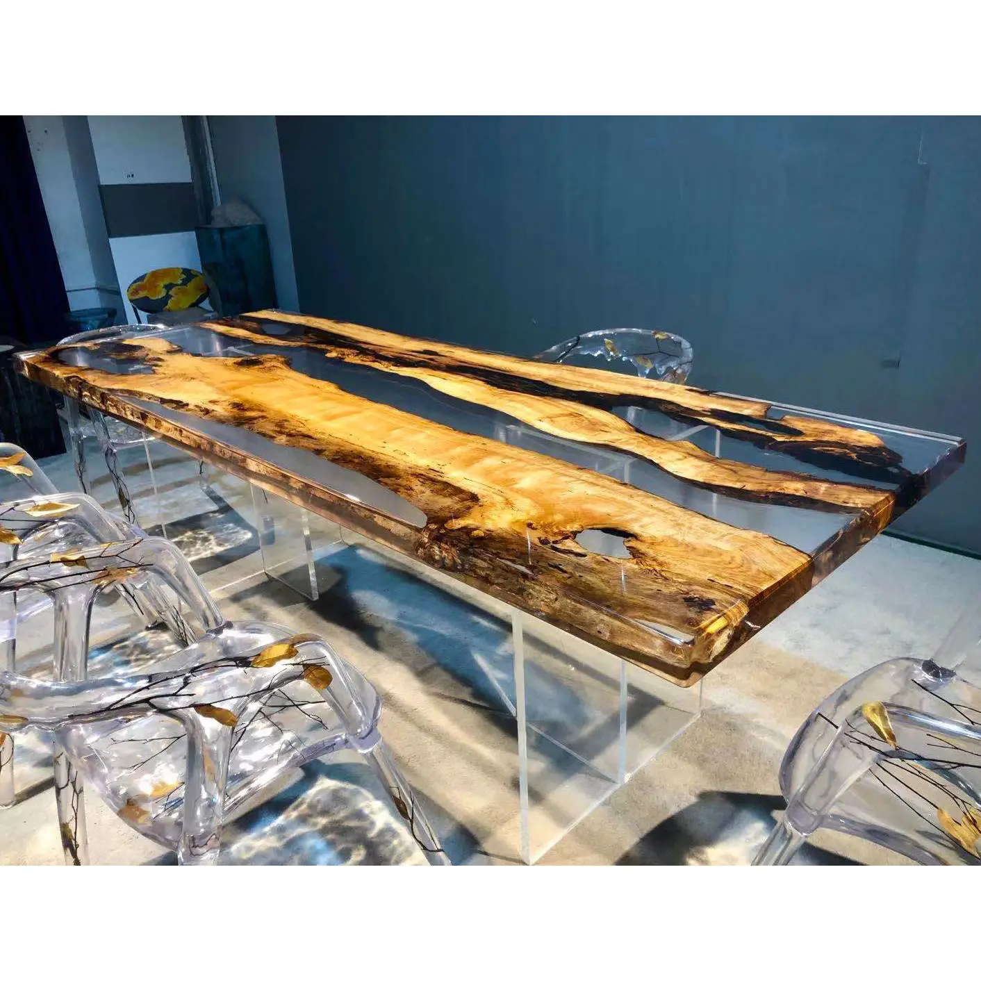 Factory Wholesale High Transparent Epoxy Resin Wood dinner Tables