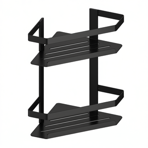 Étagère de douche d'angle double, largeur 29,5 cm, noir mat, support de rangement pour salle de bain - Product Image 3