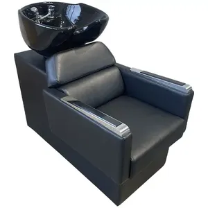 Fauteuil de lavage moderne avec bac en céramique, mobilier de salon en cuir PU, unité de lavage commerciale facile à nettoyer - Product Image 1