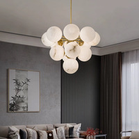 Lustre moderne à LED en albâtre, suspension sphérique naturelle, intensité variable, forme ovale minimaliste, pour salon et salle à manger, garantie 3 ans