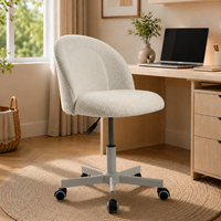 Chaise de bureau ergonomique pivotante moderne à dossier moyen en bouclette pour la maison, le bureau et l'ordinateur