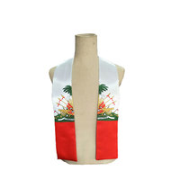 Étole de ceinture de graduation personnalisée 2024 polyester imprimé par sublimation étole de graduation de drapeau d'Haïti de broderie personnalisée