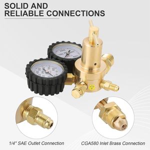 Régulateur de gaz azote cuivre CGA580 haute pression avec double manomètre pour usage industriel - Product Image 3