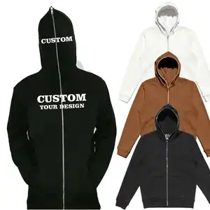 LOGOTIPO personalizado atacado Full Face Zip Up Em Branco Homens camisola Jacket Coat Zip Hoodie dos homens com zíper