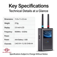 Détecteur de caméra cachée LCD visuel Vodasafe VS-124 - Chasseur professionnel de caméras IP WiFi pour les voyages