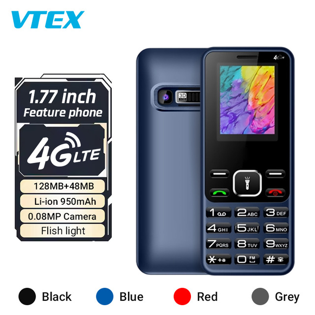 4G Phone 1.77" Screen Backup Phone 950mAh Battery Bt FM Radio Flashlight for Outdoor Emergency and Daily Use Basic Cell Phone