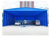 Grand abri de voiture pliable, auvent de caravane, tente rétractable télescopique avec roues et structure métallique