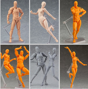 Ensemble de mannequins articulés multi-positions homme et <span class=keywords><strong>femme</strong></span>, modèle de figurine humaine vierge gris mat avec support - Product Image 2