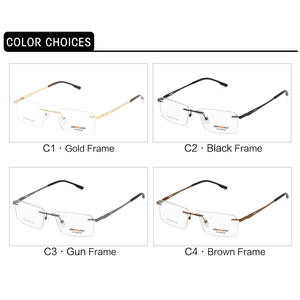 Gafas Ópticas Metálicas Cuadradas Sin Montura Minimalistas Gris-Negras para Hombre SF9004 con Lentes Planas - Product Image 2