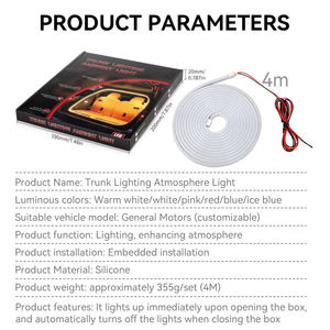 Bande lumineuse LED RGB flexible étanche IP67 de 2,5 m et 3,5 m pour l'ambiance des voitures et camions, 12 V, garantie 2 ans, vente en gros - Product Image 2