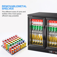 Réfrigérateur commercial vertical à double température 200L en acier inoxydable, 2 portes, R134a/R290, refroidissement par air, pour la présentation de bières