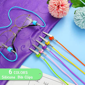 滑り止めシリコンフレキシブルデンタルビブスカーフステンレス鋼クリップナプキンチェーンフェイスカバーストラップホルダーストラップ - Product Image 1